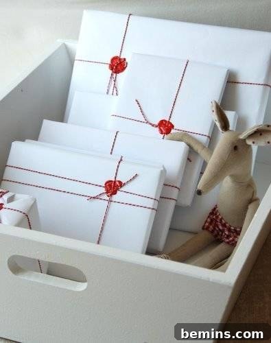 Gift Wrapping Extravaganza: 10 Creative Ideas and Tutorials 9 Gift boxes wrapped with tread and sealed with crayon drops