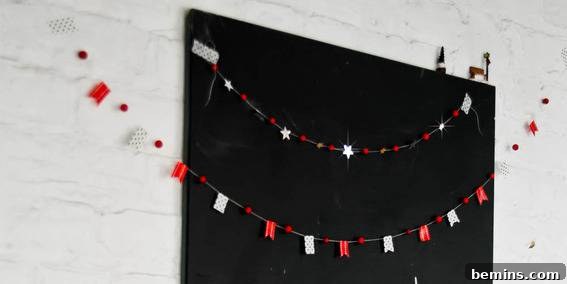Simple garland decorations on a white wall