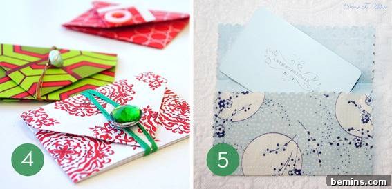 Creative Gift Card Presentation: 10 DIY Ideas 4 Greeting card envelopes with various designs.