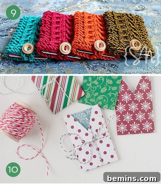 Creative Gift Card Presentation: 10 DIY Ideas 6 Wool hand clutches in paper packaging.
