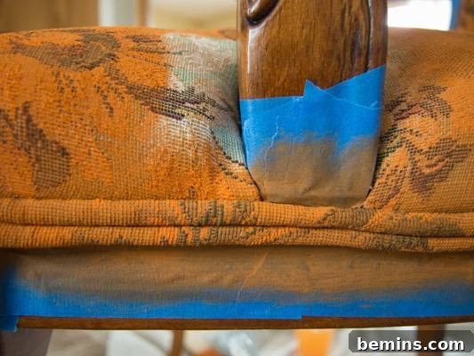 Experimenting with Annie Sloan chalk paint on furniture upholstery.