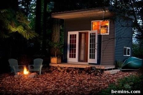 Eye Candy: 11 Tiny Homes That Will Steal Your Heart 15 Fire pit and chairs outside a small house