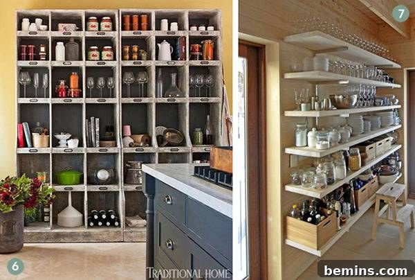 7 Chic and Clever Open Pantry Ideas 5 "Open pantries organized to store more things"