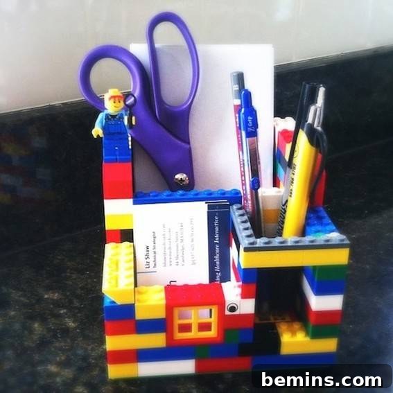 7 Creative DIY Desktop Organizer Ideas 8 Desk organizer made with legos.