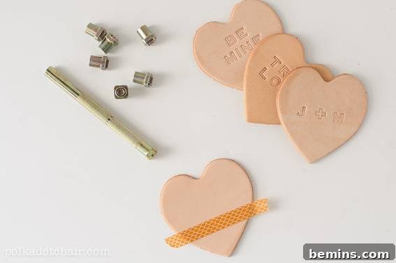 Personalized Valentine's Gifts: Leather conversation heart keychains