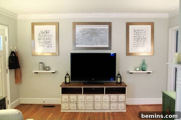 From Bland to Grand: A Living Room Wall's Effortless Transformation 3 Living Room Wall After - Gallery Wall