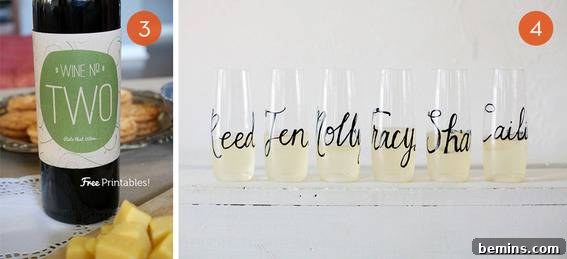 Effortless Elegance: Your Guide to a Stunning Wine and Cheese Party 4 One bottle of wine and six glasses with text written over them.