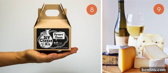Effortless Elegance: Your Guide to a Stunning Wine and Cheese Party 6 A person holds a box that says DIY cheese kit, and a bottle of wine is surrounded by various types of wedges of cheese.
