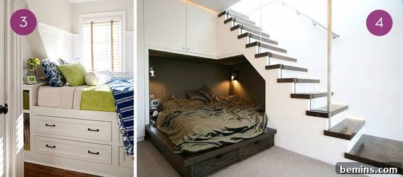Visually Appealing: 10 Clever Guest Bedroom Ideas for Small Homes 5 Built-in bed with integrated storage drawers, offering both comfort and functionality.