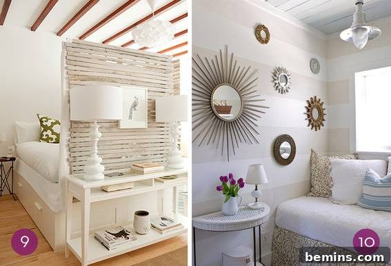 Visually Appealing: 10 Clever Guest Bedroom Ideas for Small Homes 11 Bed hidden behind a stylish wooden screen, creating privacy in a small space.