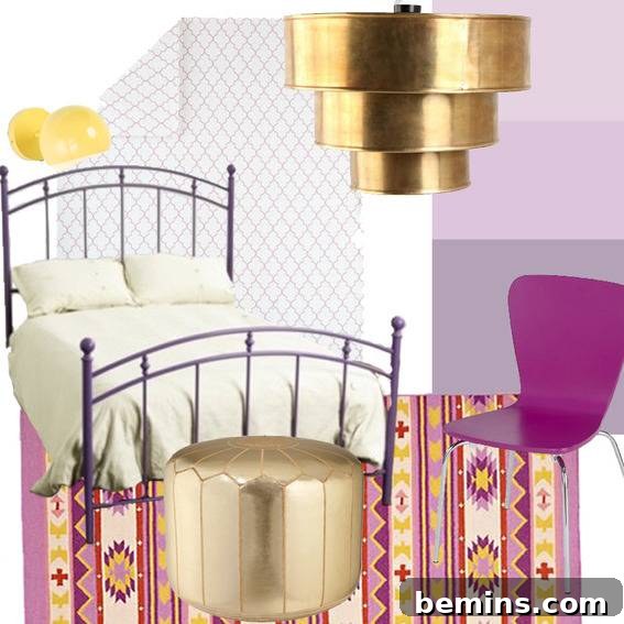 Mood Board for the Warm Purple Room Design