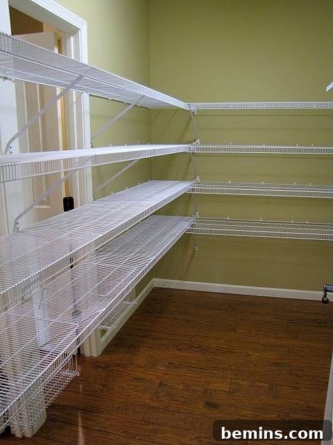 A clean, empty pantry ready for organization.