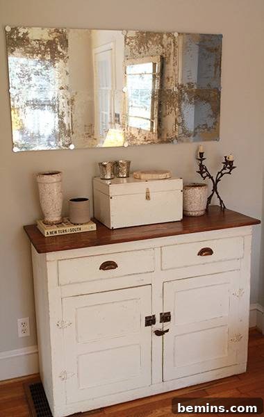 Craft Your Reflection: A DIY Antique Mirror Project 13 Finished DIY Antiqued Mirror on Wall