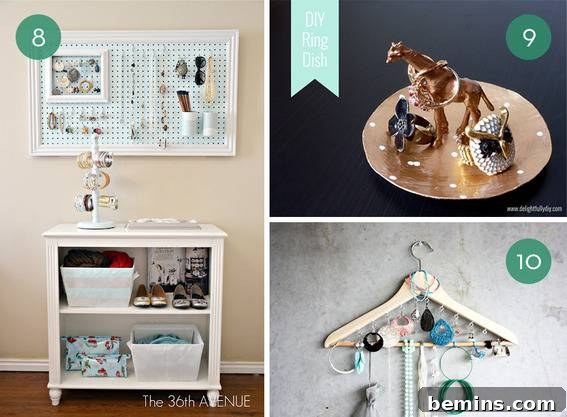 DIY jewelry storage ideas.