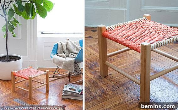 Craft Your Own Cozy Woven Footstool 3 Tiny Woven Footstool is in the middle of the room.