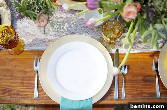 Vintage China and Amber Glassware: A classic touch for a Spring brunch table.