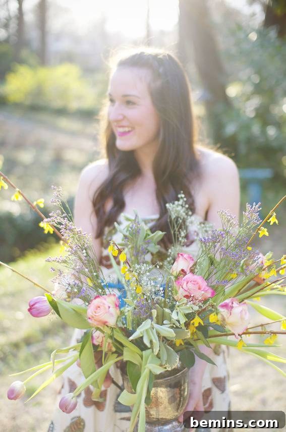 Woman with Spring Flowers: Embracing the beauty of the season.