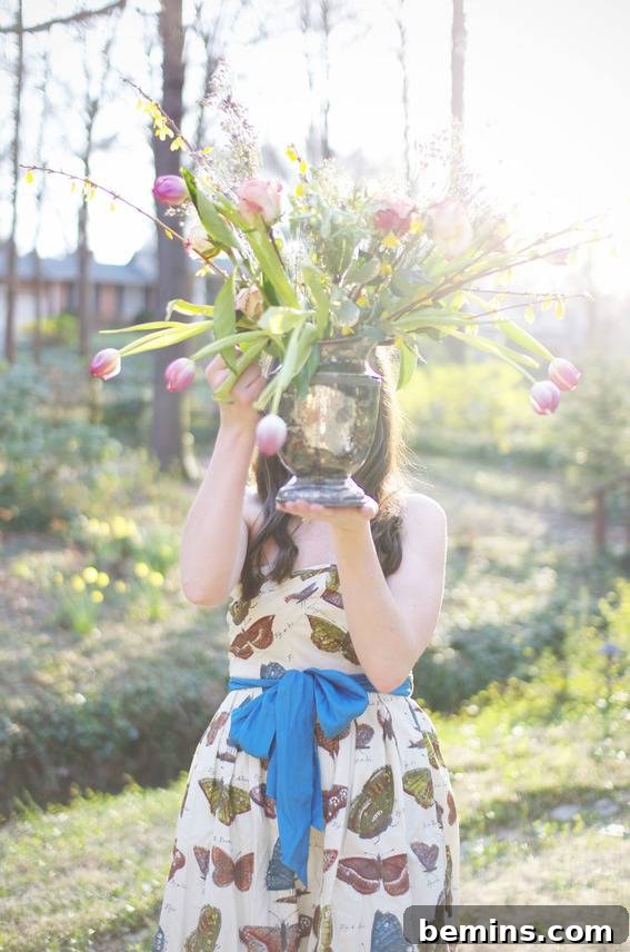 Girl Holding Flowers: A celebration of Spring and new beginnings.