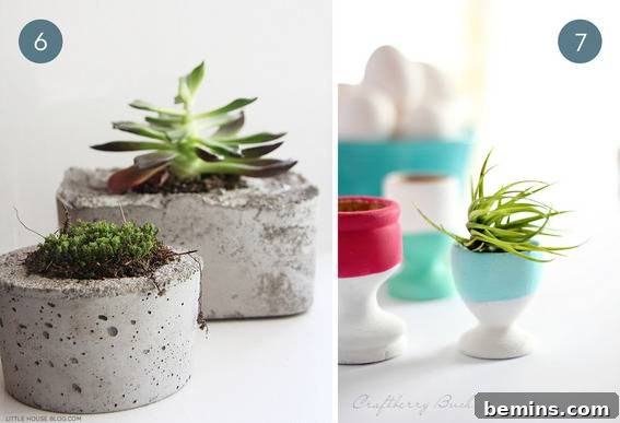 Creative Container Gardening: 10 DIY Planter Ideas 5 Concrete and clay planters in a natural setting.