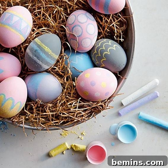 Colorful Easter eggs in basket.