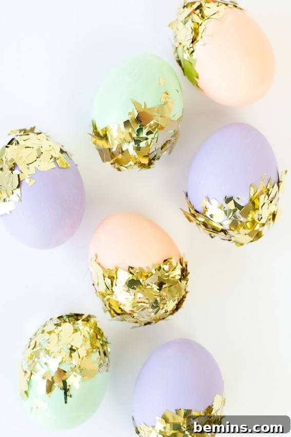 Golden coated Easter eggs.