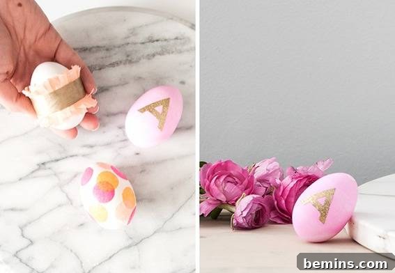"Colorful decorative eggs with alphabet A."