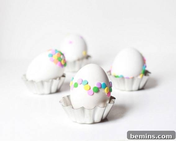 "Designed eggs are on the cups."