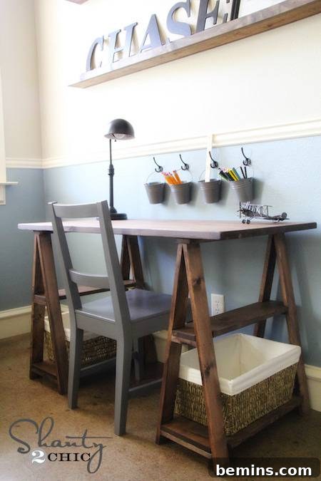 Homemade desk inspired by Restoration Hardware