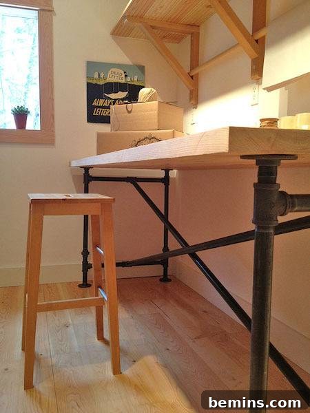 DIY iron and wood desk with free downloadable plans