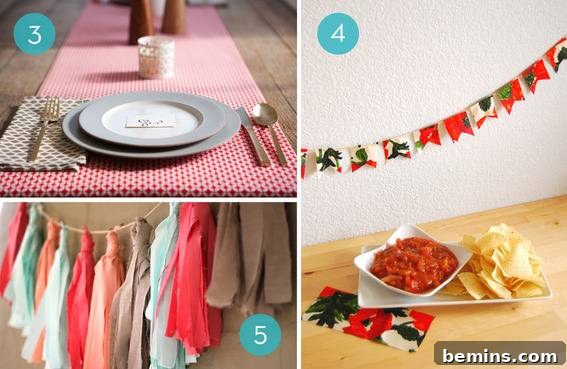 10 No-Sew Fabric Decor Transformations 4 No-sew fabric table runner on a dining table