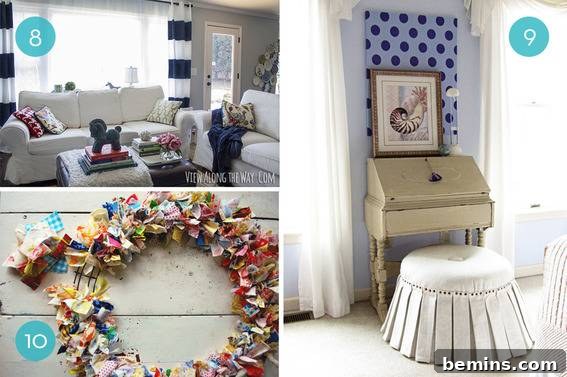 10 No-Sew Fabric Decor Transformations 6 Striped curtains made with no-sew fabric strips