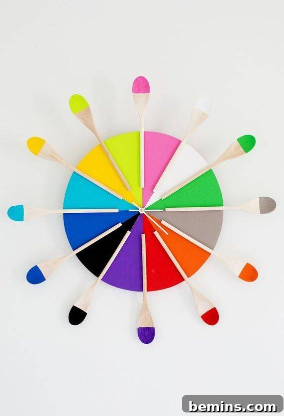 An art wheel has many different bright colors.