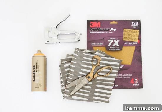 Scissors and other tools are shown with sandpaper.