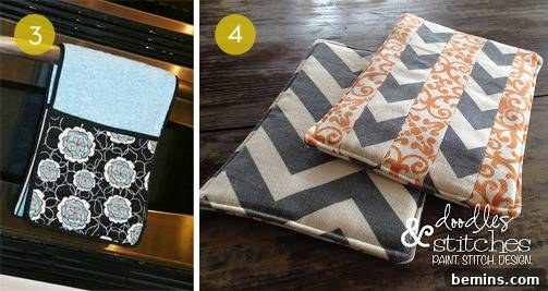 Sewing Magic: 7 DIY Kitchen Upgrades 4 Handmade hot pocket potholder hanging on an oven handle