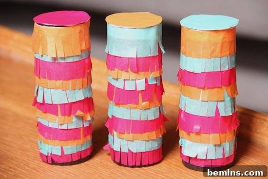 DIY festive party poppers for Cinco de Mayo celebrations, filled with confetti.