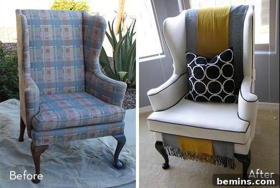 Chair has been upscaled and has a black and white pillow on it.