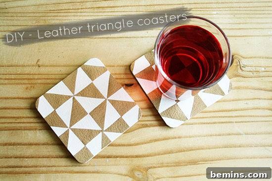 A cup on a faux leather coaster.