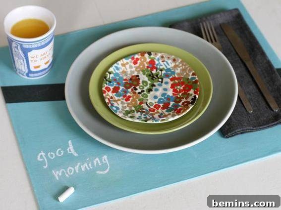 A fabric chalkboard placemat.