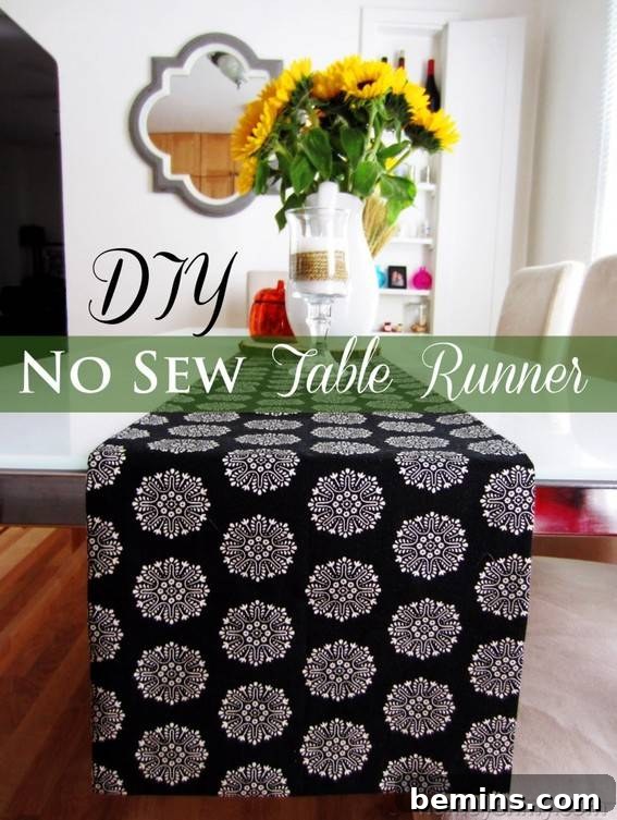 A black and white floral table runner.
