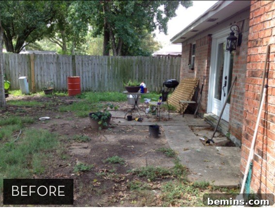 Before: A messy, uninviting backyard in disarray.