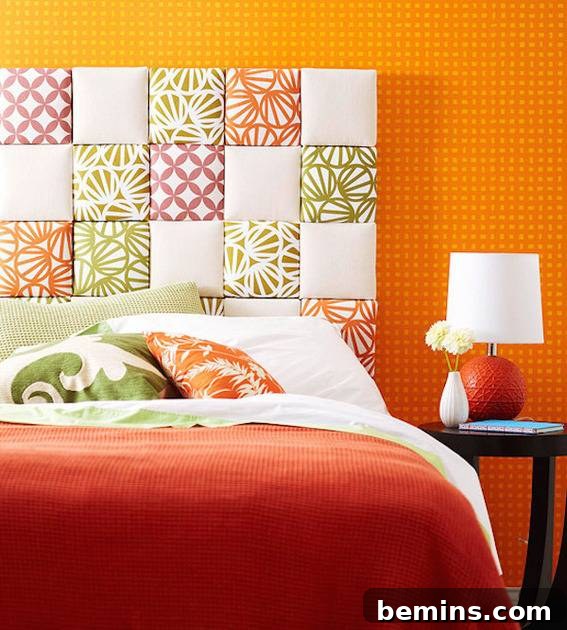 Patchwork tile headboard