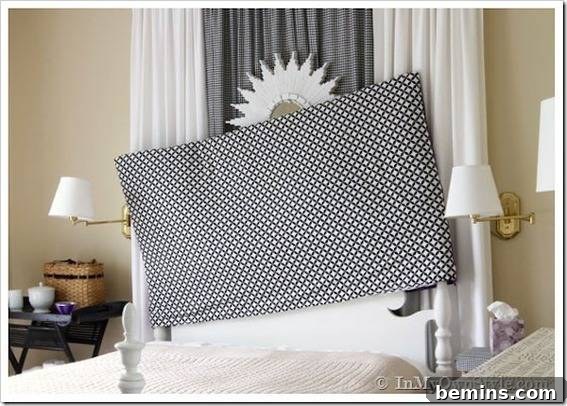 Black and white patterned cushion headboard cover