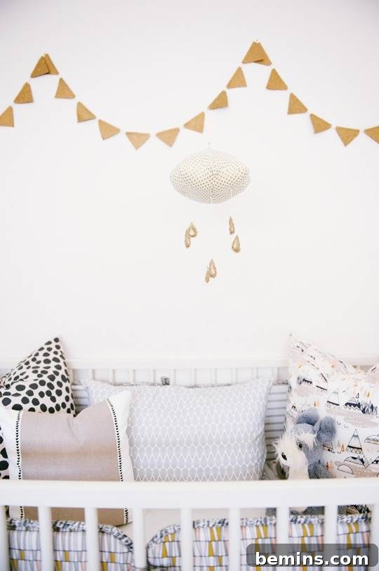 From Office to Oasis: A Geometric Nursery Transformation 11 Geometric Nursery Crib Detail