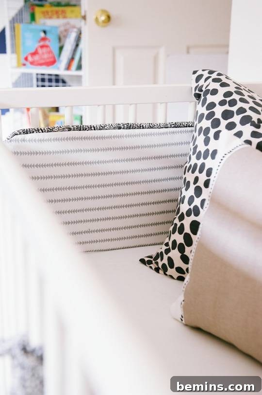 From Office to Oasis: A Geometric Nursery Transformation 18 Geometric Nursery Fabric Close-Up