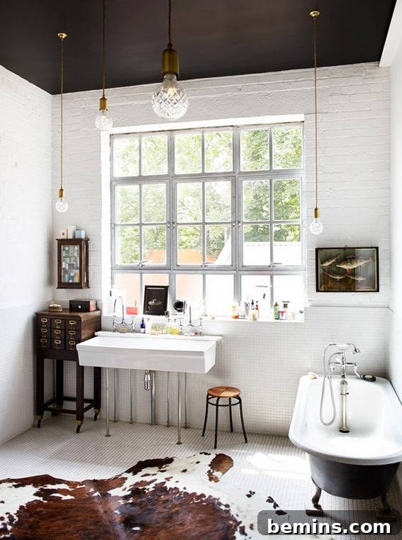 29th Avenue: From Bland to Bold - A Bathroom's Dramatic Transformation 8 A white bathroom with black roof - Inspiration Image 3