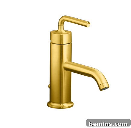 Kohler Purist Faucet: Elevate Your Bathroom with a Touch of Modern Elegance in Vibrant Brushed Gold