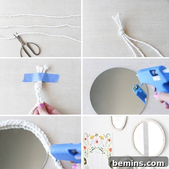 Turn a Plain Mirror into a Showpiece with this Braided DIY 4 Braided mirror making step by step process.
