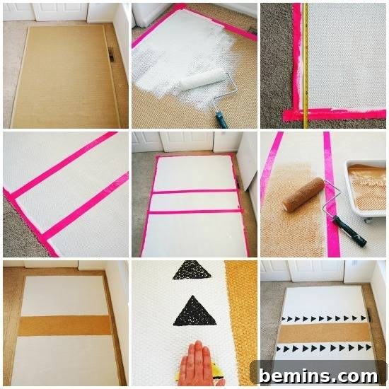 DIy Painted Geometric IKEA Rug