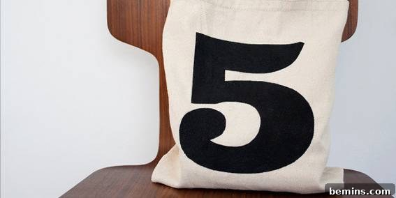 Ten Trendy DIY Tote Bags to Rock This Summer 6 DIY 'Lucky Number' tote bag, a personalized and unique accessory.