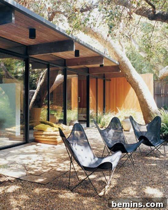 Backyard along with sitting chairs.